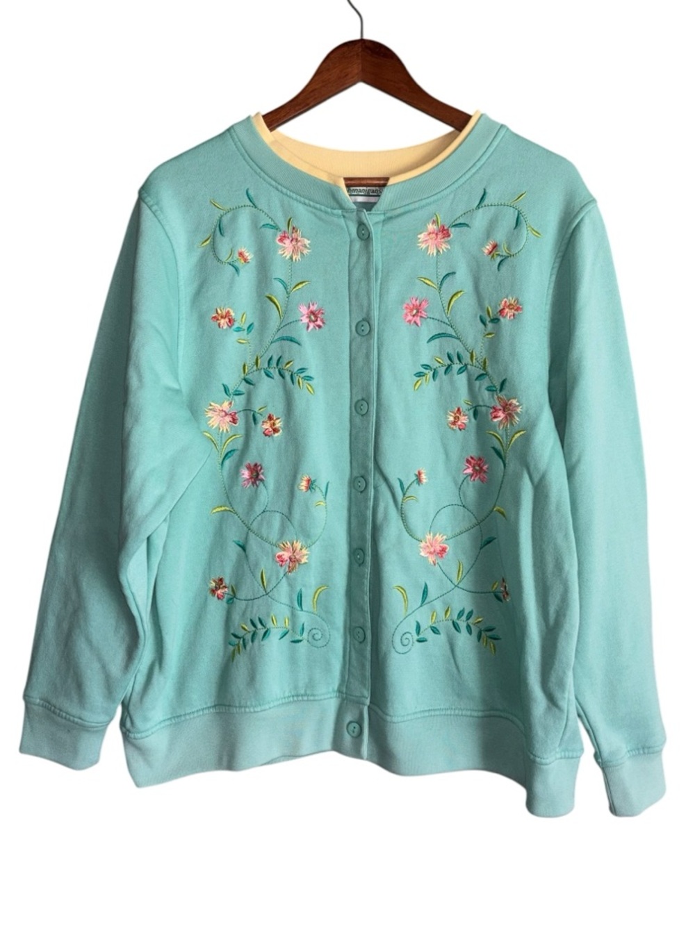Vintage Shenanigans Floral Embroidered Button Down Cardigan Size XL